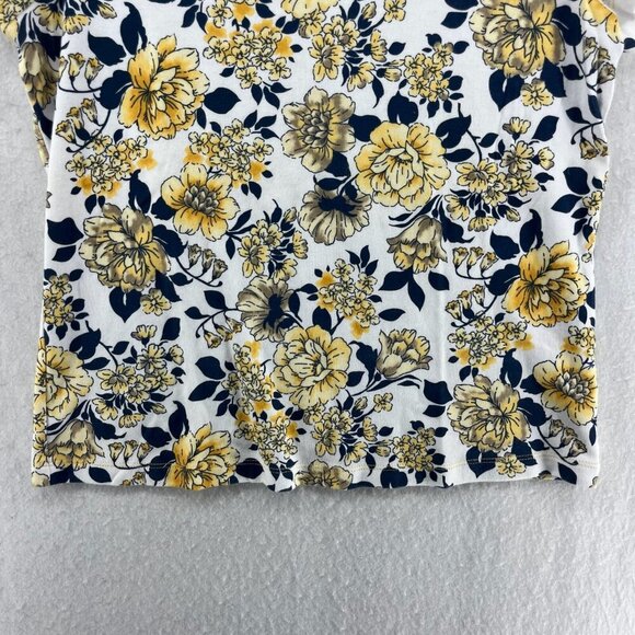 Laura Scott T Shirt Women PS White Yellow Floral Pullover Round Neck Cottagecore - Picture 7 of 12